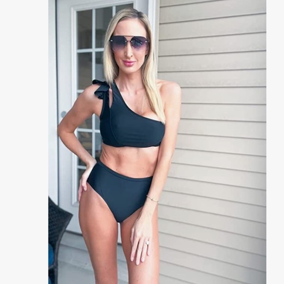 *NEW* 2023 Ruffle One Shoulder Two Piece Bikini - High Waisted Tummy Control - Picture 4 of 4